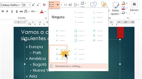 PowerPoint 2013 Listas de viñetas o numeradas