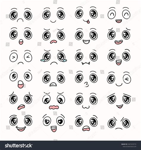 Boy Cartoon Eyes Faces Expression Collection Stock Vector (Royalty Free) 1827223715 | Shutterstock