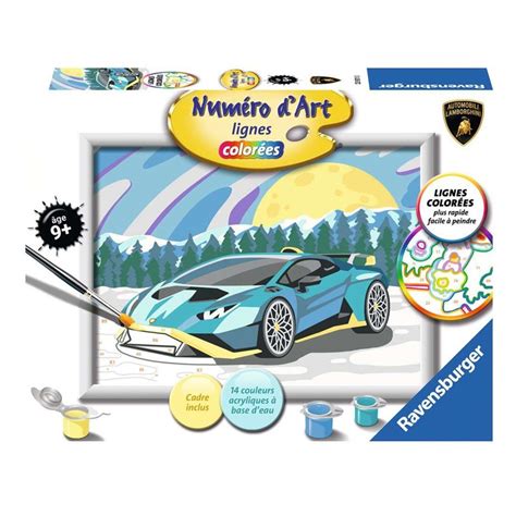 Numéro d Art lignes colorées Lamborghini bleue Ravensburger BCD