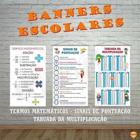 Kit 3 em 1 Banners Pedagógicos Escolares Quarto Ano Elo7