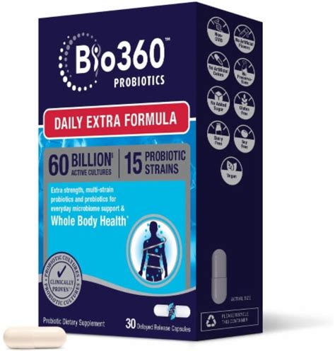 Bio360 Daily Extra Formula Probiotic Supplement Capsules 30 Ct Kroger