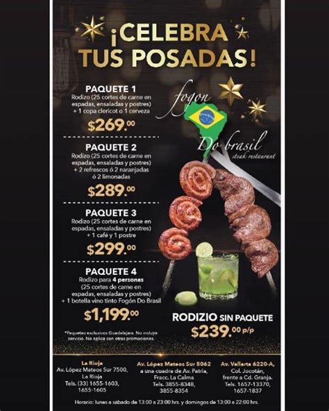 Menu at Fogón Do Brasil restaurant Zapopan Av Adolfo López Mateos