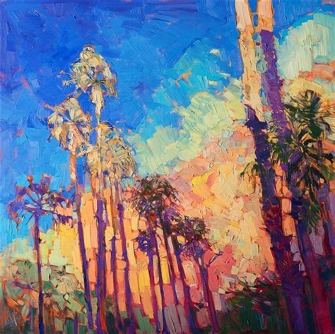 Abstract impressionist landscape oil painting of palm springs, by Erin ...