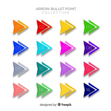 Flat Arrow Bullet Point Collection Free Vector