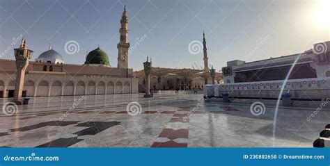 Medina Masjid Nabawi Or Prophet Mosque The Famous Green Dome Madinah