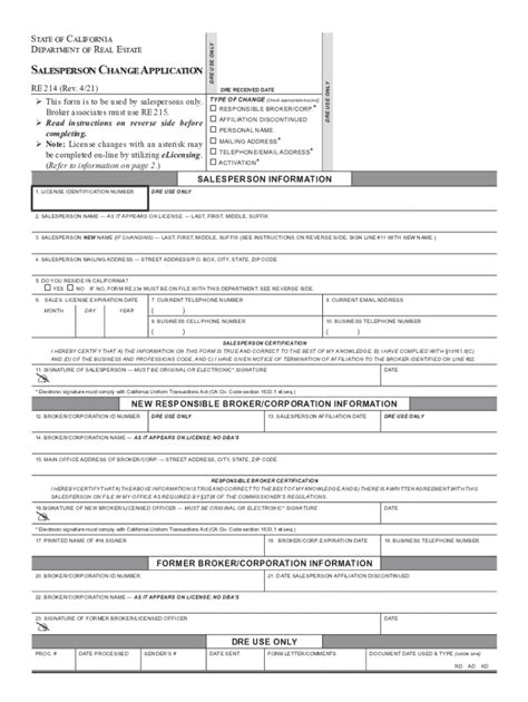 2021 2024 Form CA DRE RE 214 Fill Online Printable Fillable Blank