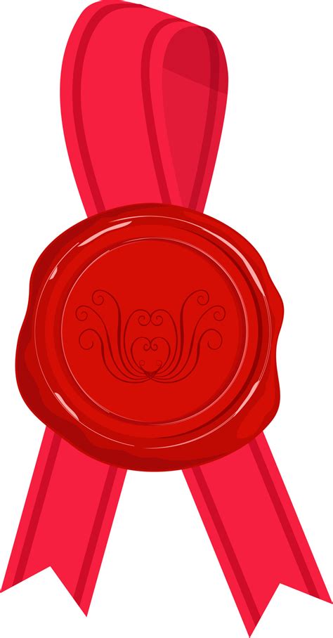 Wax Seal With Ribbon Candle Stamp Objects With Red Ribbons Vector