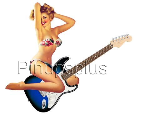 Sexy Retro Pinup Waterslide Decal For Guitars Flying By Pinupsplus