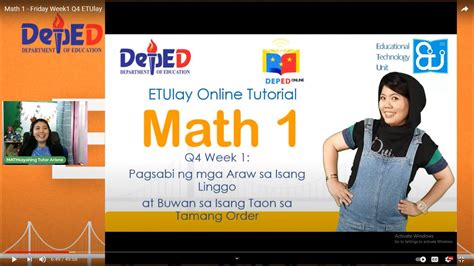 Math 1 Week 1 Quarter 4 ETUlay Pagsabi Ng Mga Araw Sa Isang Linggo At