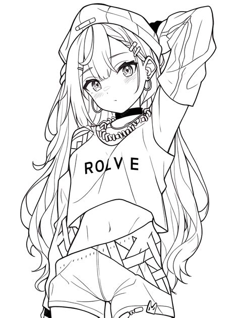 Premium Photo Cute Girl Black And White Lineart Line Art Coloring Book Anime Manga Style