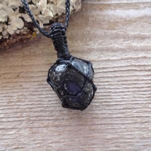 Apache Tears Obsidian Necklace Dragon Glass Pendant Volcanic Rock