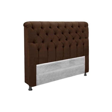 Cabeceira Cama Box Estofada Casal Casal Imperatriz Plus Suede Marrom