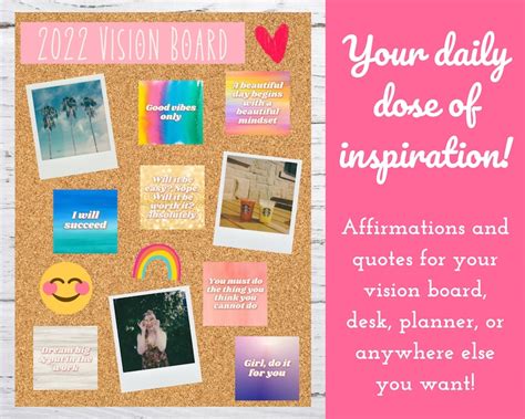 Vision Board Printable Kit Vision Board Cards Printable Etsy