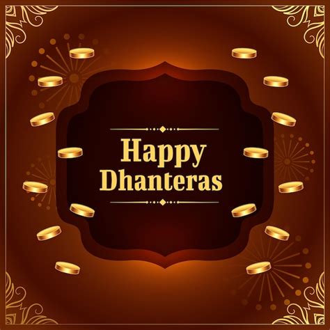 Free Vector Happy Dhanteras Festival Background With Gold Coin Design