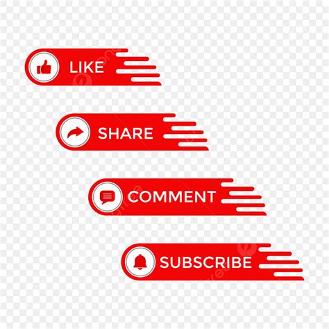 Like Comment Share Vector Hd Images Youtube Button Set Red Like