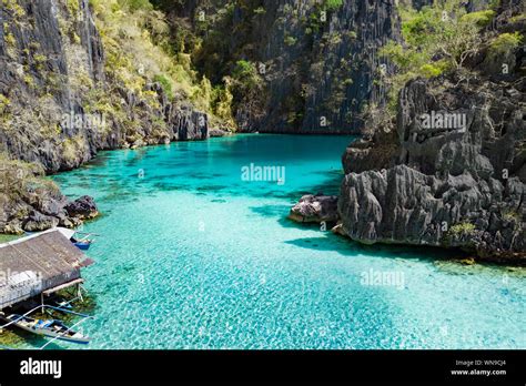 Aerial View Of Beautiful Lagoons And Limestone Cliffs Of Coron Palawan