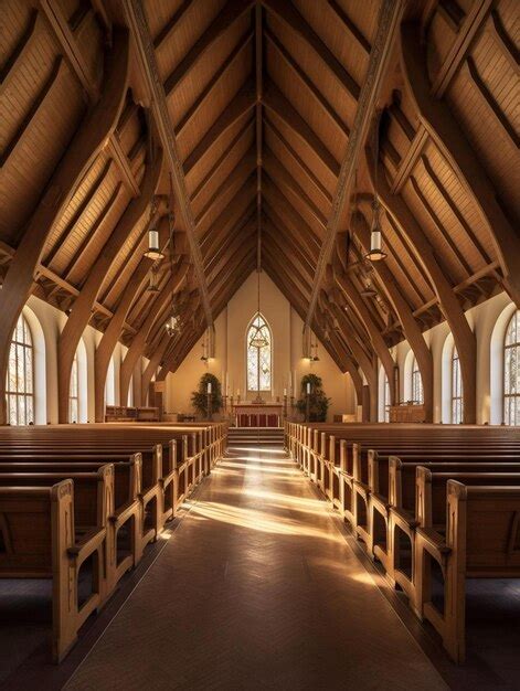 Premium Ai Image A Church With A Wooden Pew That Says Chapel