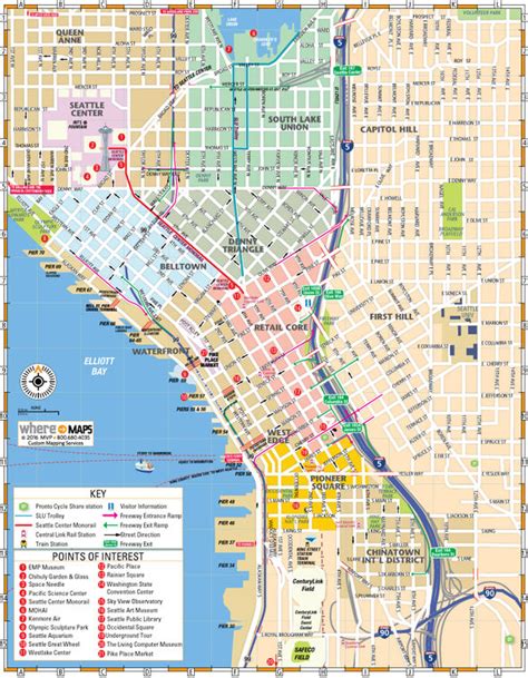 Map Of Downtown Seattle Interactive And Printable Maps Wheretraveler