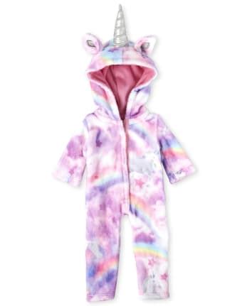 Pijama De Una Pieza A Juego Con Forro Polar De Nube De Unicornio De