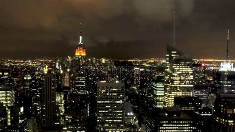 New York City Skyline at Night, Drone View. NYC Near Night from Drone ...