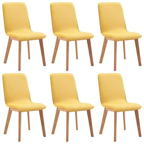 Dining Chairs 6 Pcs Yellow Fabric