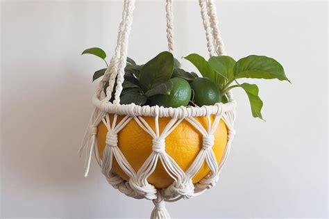 Premium Photo | DIY Macrame Hanging Fruit Basket