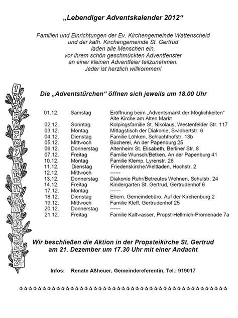 Adventskalender Katholische Kirche Wattenscheid