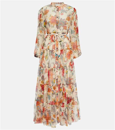 Zimmermann Ginger Floral Silk Midi Dress Zimmermann