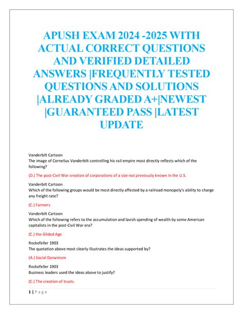 APUSH EXAM 2024 -2025 | Exams Nursing | Docsity