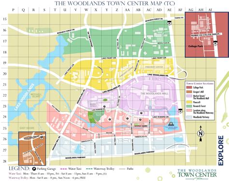 The Woodlands Town Center Map - Ontheworldmap.com