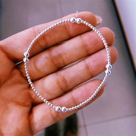 Pulsera Mini Bolitas Doble Elastizada Plata 925 Cod 29