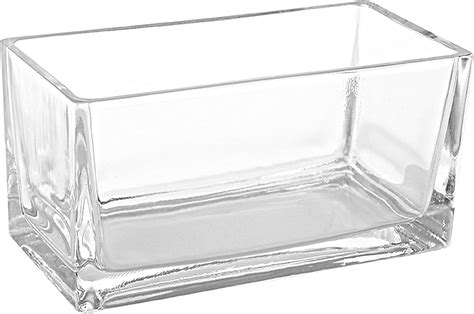 Mygift Inch Modern Rectangular Clear Glass Trough Vase Succulent