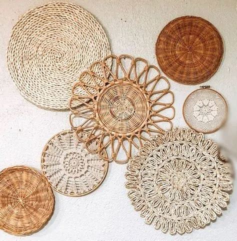 Nordic Style INS Straw Rattan Wall Decor Round Rattan Wall Basket Wall