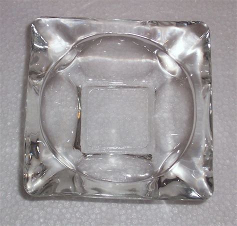 Vintage Anchor Hocking Square Large Size Clear Glass Ashtray Ashtrays