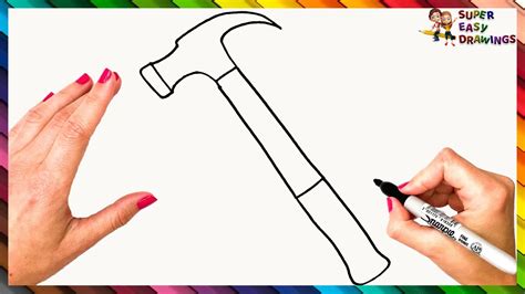 How To Draw A Hammer Step By Step 🔨 Hammer Drawing Easy Youtube