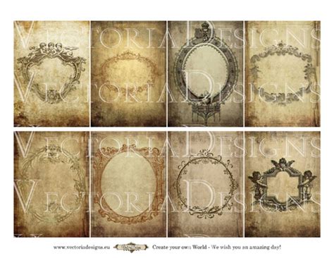 Tattered Frames Atc Vintage Images Digital Background Instant Etsy