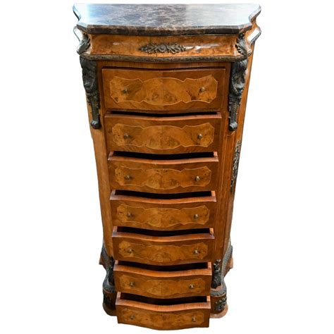 Napoleon III Style Marquetry Inlaid Seven Drawer Lingerie Chest