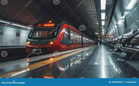 Modern Metro Train Arriving At The Station Generative Ai Stock