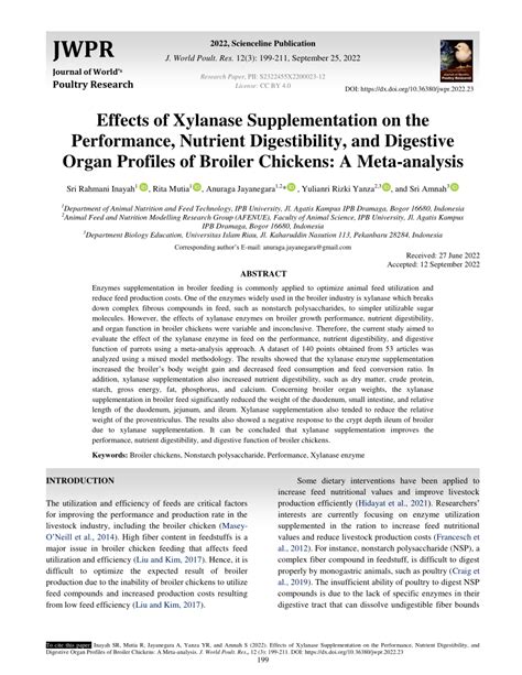 PDF Effects Of Xylanase Supplementation On The Performance Nutrient