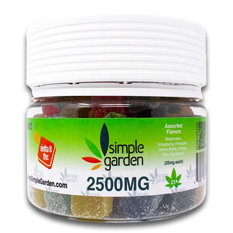 2500mg Delta 8 THC Gummies 100 Count Assorted Flavors Simple Garden