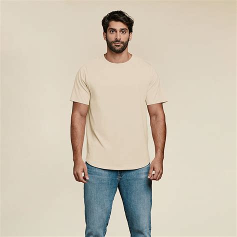 Mens Short Sleeve Curved Hem T Shirt Bone Nuuds