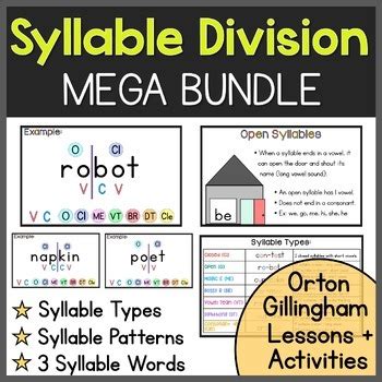 Syllable Division MEGA BUNDLE Orton Gillingham SOR Structured Literacy