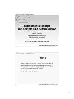 Experimental Design And Sample Size Determination Experimental Design