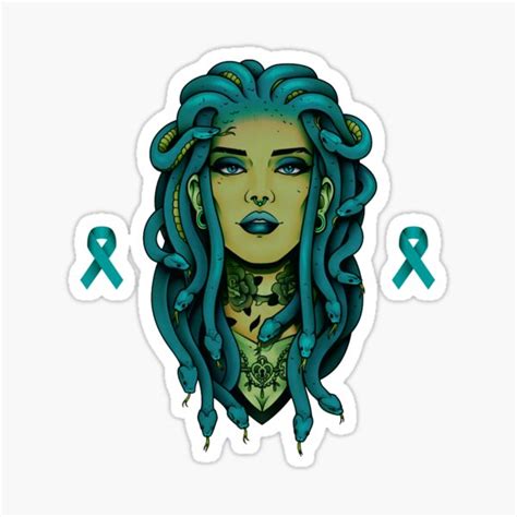 Medusa Teal Ribbon Sexual Assault Survivor Sticker For Sale By Salmanbouzaid01 Redbubble