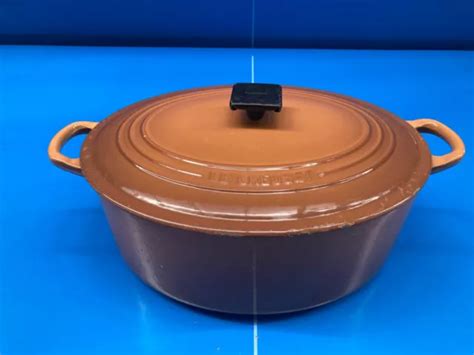 LE CREUSET GRANDE Cocotte EN Fonte OVALE Vintage MODELE N31 MARRON ø