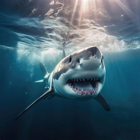 Premium AI Image | Great White Shark Underwater