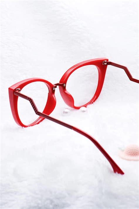 97320 Cat Eye Red Eyeglasses Frames Leoptique