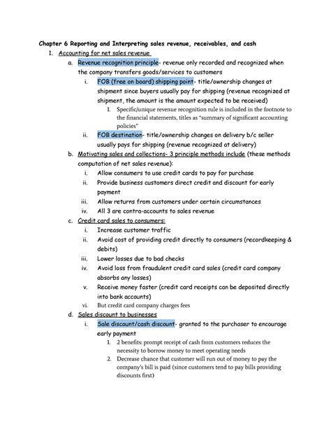 Chapter 6 Reporting And Interpreting Sales Revenue Receivables And