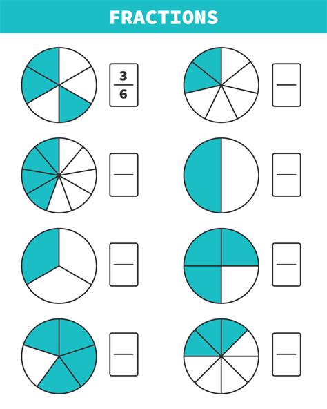 Vector Drawing Of Fractions Worksheet 27170358 Vector Art At Vecteezy