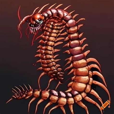 Anime Illustration Of A Giant Centipede Monster On Craiyon